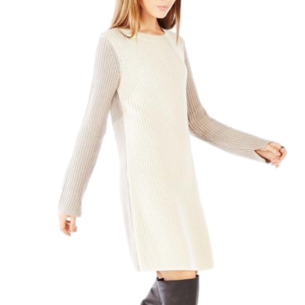 Bcbgmaxazria Color Block Wool Blend Sweater Dress